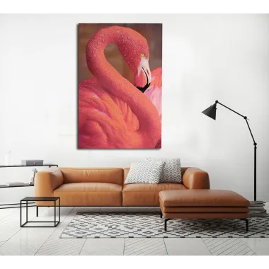 DRUK NA PŁÓTNIE Z APLIKACJAMI -A- FLAMINGO 80X3,8X120 cm